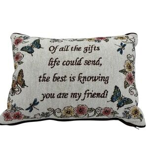 Collections Etc Decorative Accent Pillow Friendship Quote Butterflies Flowers